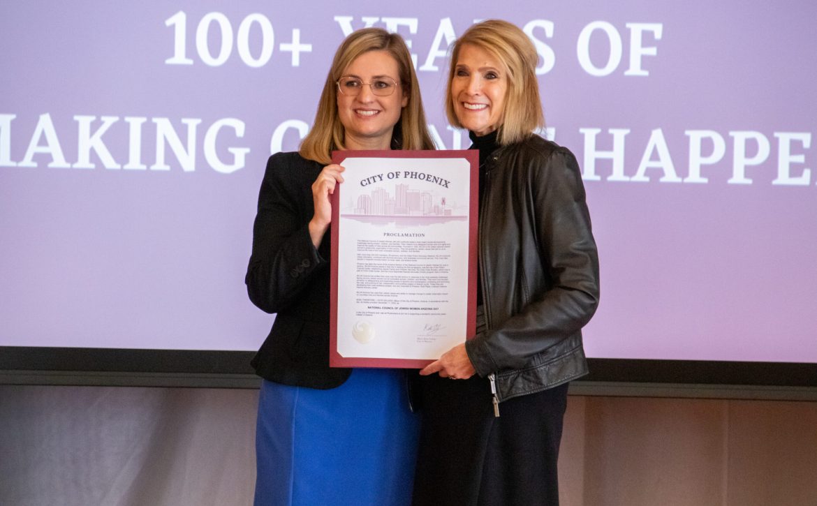 3 Phoenix Mayor Kate Gallego presenting City Proclamation for NCJW Arizona Day to NCJW AZ President Civia Tamarkin