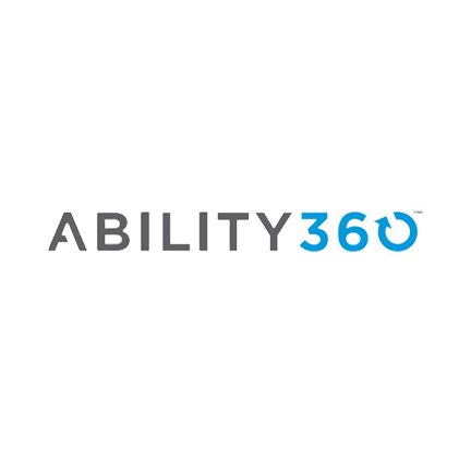 Ability 360 logo in dark grey and bright light blue.